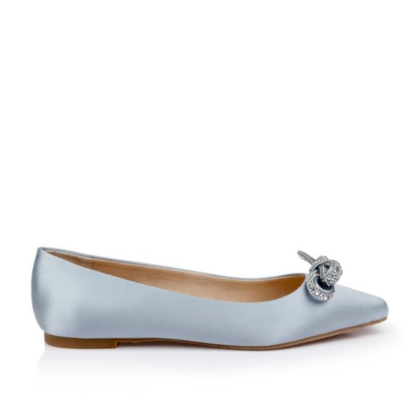 BADGLEY MISCHKA Hesther Ballerina Flats with Rhinestone Bow in Powder Blue 5.5 - Picture 3 of 9